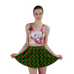 Kawaii Pumpkin Patt Green Mini Skirt by violetheavensky