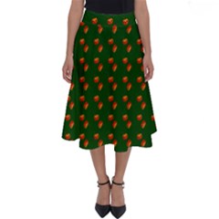 Kawaii Pumpkin Patt Green Perfect Length Midi Skirt by violetheavensky