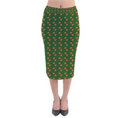 Kawaii Pumpkin Patt Green Velvet Midi Pencil Skirt by violetheavensky