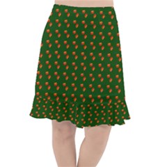 Kawaii Pumpkin Patt Green Fishtail Chiffon Skirt by violetheavensky