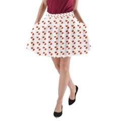 Kawaii Pumpkin Patt White A-line Pocket Skirt by violetheavensky