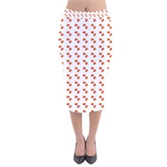 Kawaii Pumpkin Patt White Velvet Midi Pencil Skirt by violetheavensky