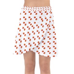 Kawaii Pumpkin Patt White Wrap Front Skirt by violetheavensky