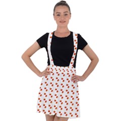 Kawaii Pumpkin Patt White Velvet Suspender Skater Skirt by violetheavensky