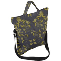 Folk Flowers Print Floral Pattern Ethnic Art Fold Over Handle Tote Bag by Eskimos