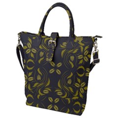 Folk Flowers Print Floral Pattern Ethnic Art Buckle Top Tote Bag by Eskimos