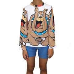 Bulldog-cartoon-illustration-11650862 Kids  Long Sleeve Swimwear by jellybeansanddinosaurs