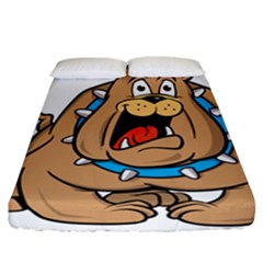 Bulldog-cartoon-illustration-11650862 Fitted Sheet (california King Size) by jellybeansanddinosaurs