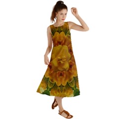 Tropical Spring Rose Flowers In A Good Mood Decorative Summer Maxi Dress by pepitasart