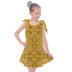 Folk Flowers Print Floral Pattern Ethnic Art Kids  Tie Up Tunic Dress by Eskimos