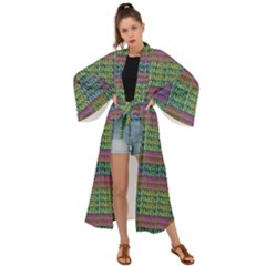 Paris Words Motif Colorful Pattern Maxi Kimono by dflcprintsclothing