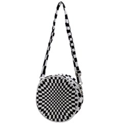 Illusion Checkerboard Black And White Pattern Crossbody Circle Bag by Nexatart