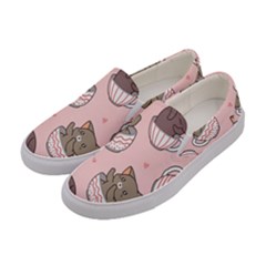 Seamless Pattern Adorable Cat Inside Cup Women s Canvas Slip Ons by Jancukart