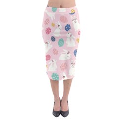 Cute Bunnies Easter Eggs Seamless Pattern Midi Pencil Skirt by Jancukart