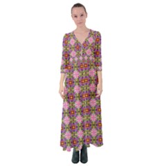 Seamless Psychedelic Pattern Button Up Maxi Dress by Jancukart