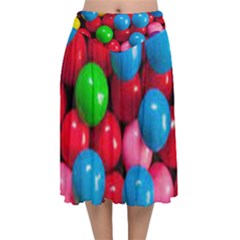 Bubble Gum Velvet Flared Midi Skirt by artworkshop