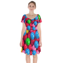 Bubble Gum Short Sleeve Bardot Dress by artworkshop