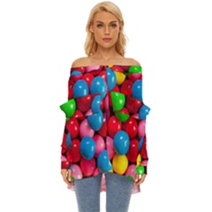 Bubble Gum Off Shoulder Chiffon Pocket Shirt