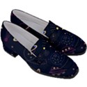 Cartoon-space-seamless-pattern-vectors Women s Chunky Heel Loafers View3