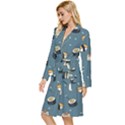 Sushi Pattern Long Sleeve Velour Robe View2