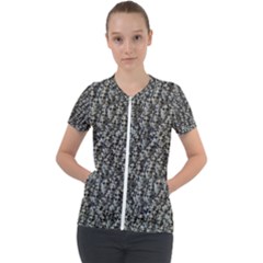 Creepy Head Motif Pattern Short Sleeve Zip Up Jacket by dflcprintsclothing