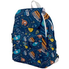 Seamless-pattern-vector-submarine-with-sea-animals-cartoon Top Flap Backpack by Jancukart