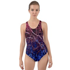 Autumn Fractal Forest Background Cut-out Back One Piece Swimsuit