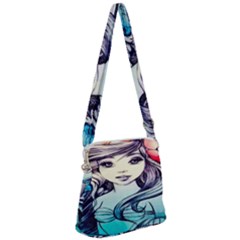 Beautifull Ariel Little Mermaid  Painting Zipper Messenger Bag