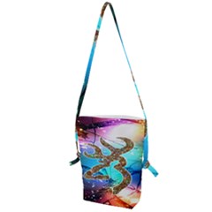 Browning Deer Glitter Galaxy Folding Shoulder Bag by artworkshop