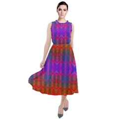 Electric Sunset Round Neck Boho Dress