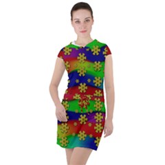 Blooming Stars On The Rainbow So Rare Drawstring Hooded Dress by pepitasart