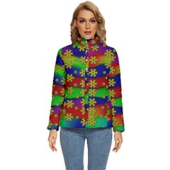 Blooming Stars On The Rainbow So Rare Women s Puffer Bubble Jacket Coat by pepitasart