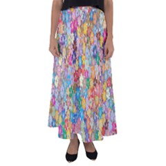 Floral Flowers Flared Maxi Skirt by artworkshop