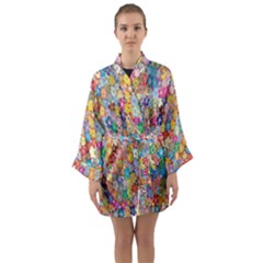 Floral Flowers Long Sleeve Satin Kimono by artworkshop