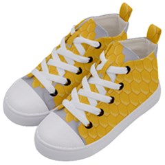 Hexagons Yellow Honeycomb Hive Bee Hive Pattern Kids  Mid-top Canvas Sneakers by artworkshop