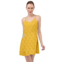 Hexagons Yellow Honeycomb Hive Bee Hive Pattern Summer Time Chiffon Dress by artworkshop