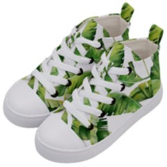 Sheets Tropical Plant Palm Summer Exotic Kids  Mid-top Canvas Sneakers by artworkshop