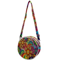 Mandalas Colorful Abstract Ornamental Crossbody Circle Bag by artworkshop