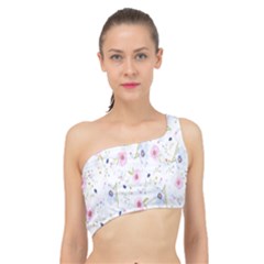 Pattern Flowers Spliced Up Bikini Top  by artworkshop