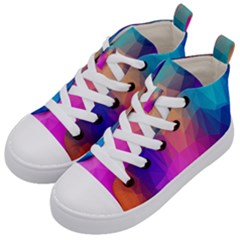 Triangles Polygon Color Kids  Mid-top Canvas Sneakers by artworkshop