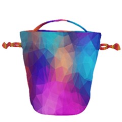 Triangles Polygon Color Drawstring Bucket Bag by artworkshop