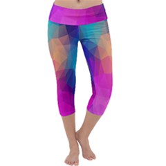 Triangles Polygon Color Capri Yoga Leggings by artworkshop