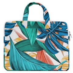 Leaves Tropical Exotic Macbook Pro 16  Double Pocket Laptop Bag  by artworkshop