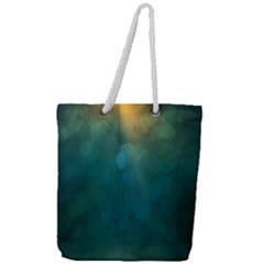 Background Green Full Print Rope Handle Tote (large)