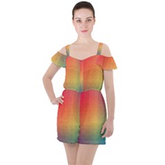 Colorful Rainbow Ruffle Cut Out Chiffon Playsuit