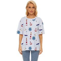 Lighthouse Sail Boat Seagull Oversized Basic Tee