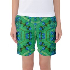 Vines Of Beautiful Flowers On A Painting In Mandala Style Women s Basketball Shorts by pepitasart