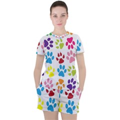 Paw Print Women s Tee And Shorts Set