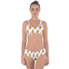 Flowers-gold-white Criss Cross Bikini Set