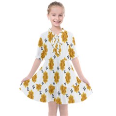 Flowers-gold-white Kids  All Frills Chiffon Dress